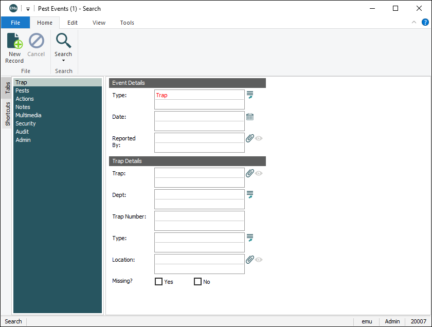 Click to enlarge Trap Events